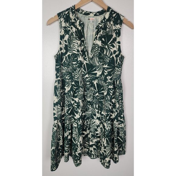 Sundry For Evereve Women's Sz. 1 Tiered Palm Print Sleeveless Dress - Picture 1 of 5